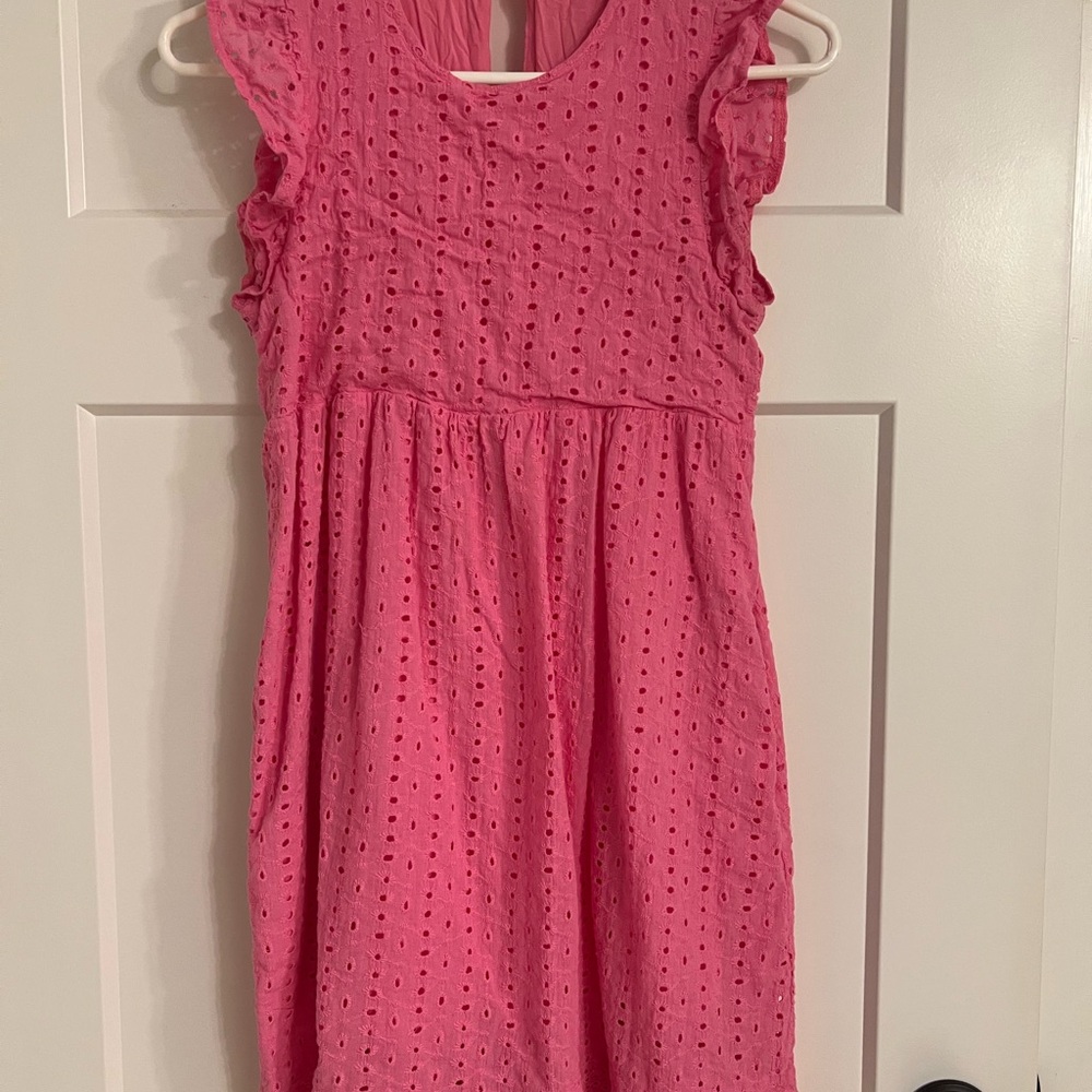 Pink Lily Pink Eyelet Casual Dress